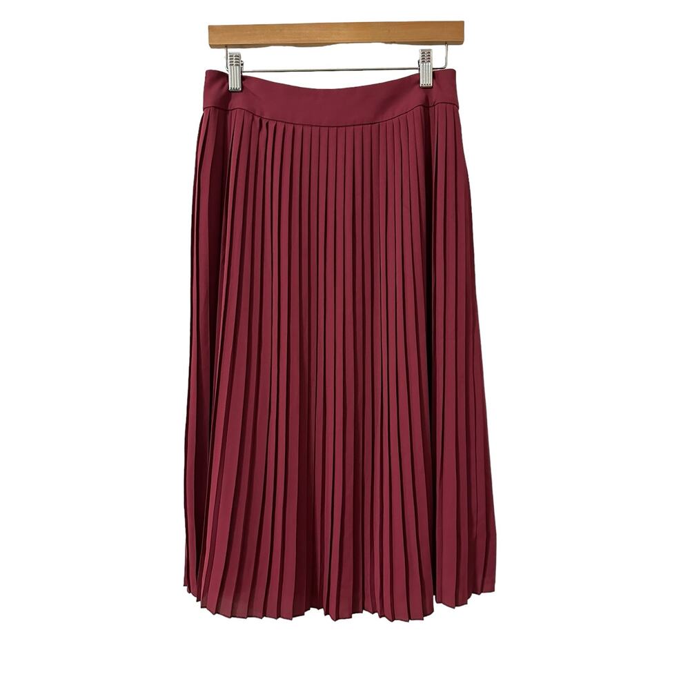 J. Crew Pleated Midi Skirt in Burgundy